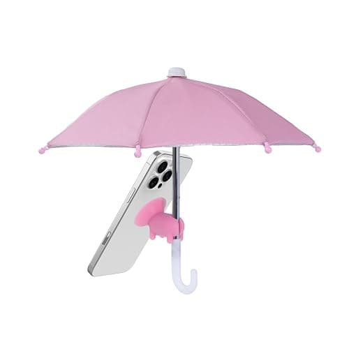 HZZADZXW Cell Phone Umbrella for Sun Shade, Universal Adjustable Stand with Cute Piggy Suction Cup, Outdoor Anti-Reflective Glare Blocking Cell Phone Sun Visor, Pink - Image 1