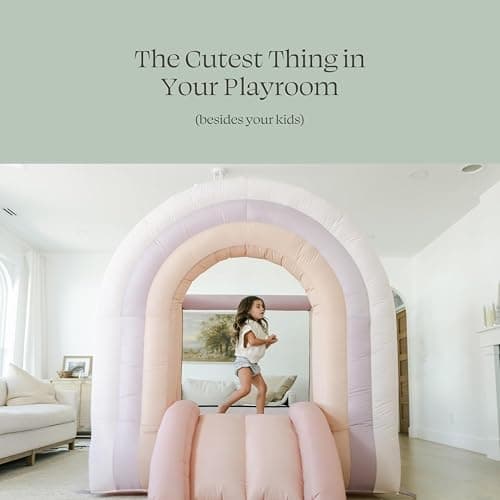 PLAYSMOL Pink Rainbow Inflatable Bounce House with Blower, 8x8 Kids Jumping House for Indoor Outdoor Play, Bouncy Castle, Ages 3-8 thumbnail 7