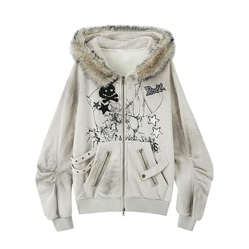 CEINOM Kawaii Bunny Ear Striped Long Sleeve Hoodies Women Harajuku Y2k Zip Up Sweatshirts Cute Style Autumn Winter Hoodies thumbnail 4