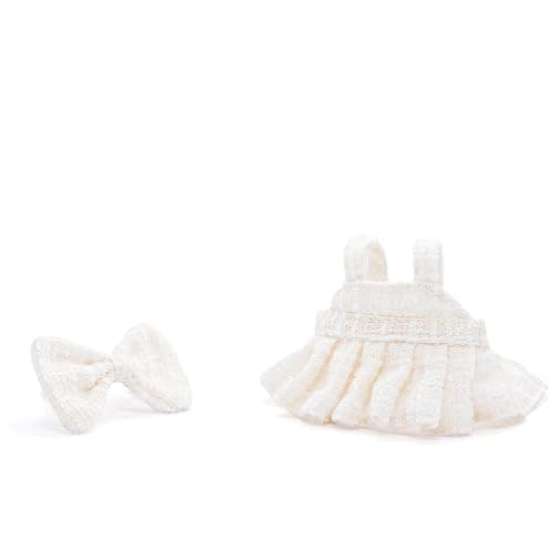 LYBHYQTII Clothes for 17cm Dolls, Premium Handmade Dolls Accessories with Chic Grid Bow Spaghetti-Strap Dress Set, High-End Fashion Outfit for Play & Display - White (No Doll) thumbnail 5
