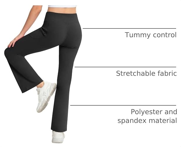 NORMOV Girl's Bootcut Yoga Pants with Pockets,High Waisted Casual Kids Bell Bottoms Pants thumbnail 4