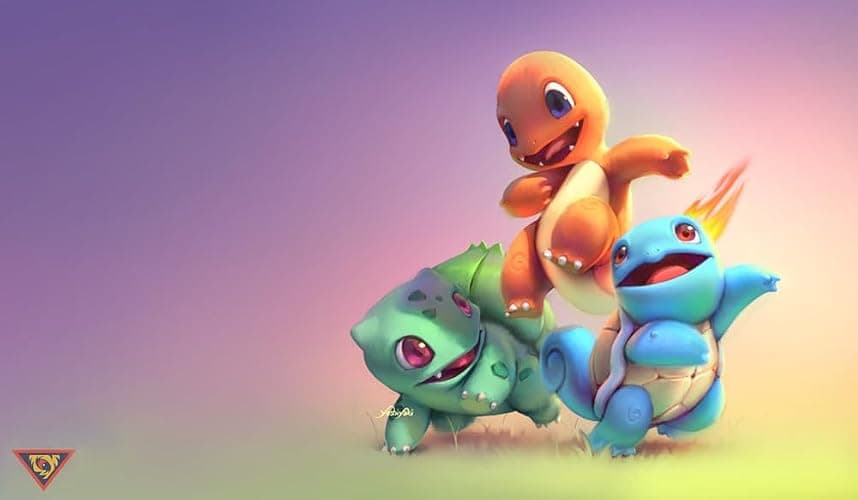 Kanto Starters Custom Playmat/Giant Mouse Pad - Durable Rubber 14" x 24" for Trading Card Games - Image 1