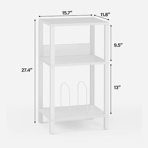 TUTOTAK Record Player Stand with Storage Up to 100 Albums,Record Storage Table,3 Tier End Table,Side Table for Living Room, Bedroom, White TB01BW075 thumbnail 3