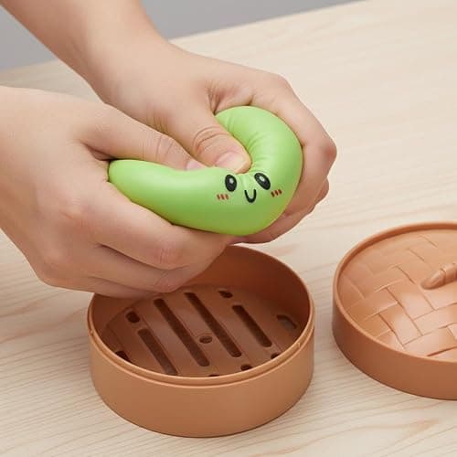 Dumpling Squishy Mystery Dumpling Squishy Stress Balls Fidget Sensory Toy Soft Squeeze Decompression Dough (Purple+Blue) thumbnail 2