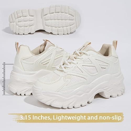 Niluber Chunky Sneakers for Women Platform Sneakers for Women Comfortable Casual Tennis Shoes Lace Up Fashion Walking Shoes thumbnail 4