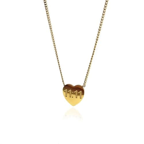 AditiGarden Angel Number Heart Charm, 111 11:11 1111 222 333 444 555 777 888 999 Spiritual Lucky Necklace for Women thumbnail 2