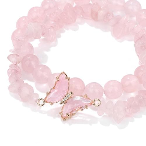 GolbalJew Amethyst Bracelet For Women Anxiety Amethyst Beaded Bracelets Butterfly Charms Healing Stone Layered Bracelet Gifts For Women thumbnail 6
