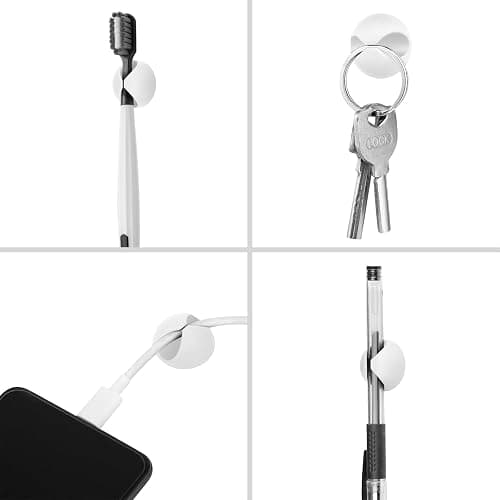 Flezoo Cord Holder Cable Clips, 12PCS White Adhesive Cord Organizer Charger Holder Wire Management Keeper for Nightstand, Desk, Office or Mouse - White thumbnail 6