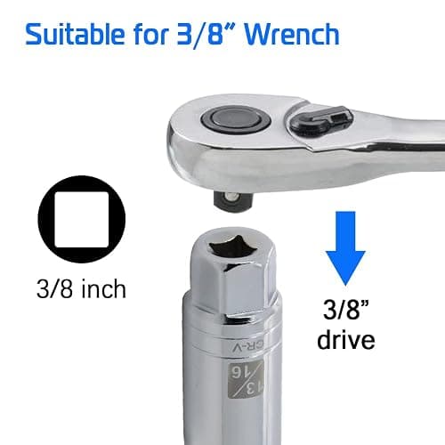 13/16-inch Magnetic Spark Plug Socket 3/8-inch Drive 6-Point Powerful Magnet Retains Spark Plugs Chrome Vanadium Steel thumbnail 5