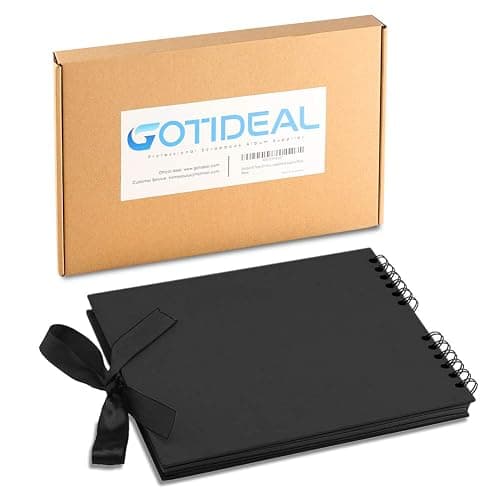 GOTIDEAL 80 Pages Scrapbook Album with 10 Metallic Markers,Craft Paper Photo Album for Wedding and Anniversary, Family DIY Scrapbook Accessories with Scrapbooking Stickers Corners(Black)… thumbnail 6