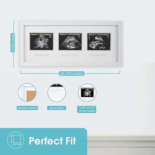 Pearhead Sonogram Progression Frame - Trimester Pregnancy Milestone Keepsake, Gender-Neutral Nursery Decor, Displays 1st, 2nd & 3rd Trimesters Ultrasound Photos, White thumbnail 3