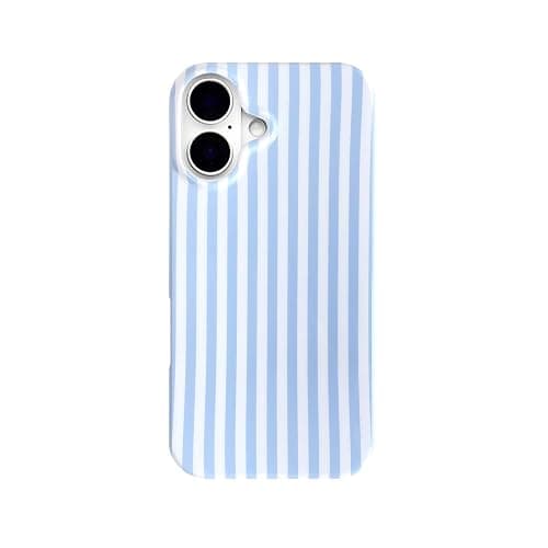Luukalubo Blue Striped Phone Case for iPhone 16 6.1in,Cute Trendy Aesthetic Minimalist Vertical Lines Pattern Chic Elegant Classic Girly Slim Protective Cover,Blue and White - Image 1