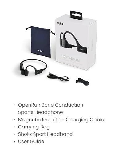Shokz OpenRun (AfterShokz Aeropex) - Open-Ear Bluetooth Bone Conduction Sport Headphones - Sweat Resistant Wireless Earphones for Workouts and Running - Built-in Mic, with Headband (Black) thumbnail 8