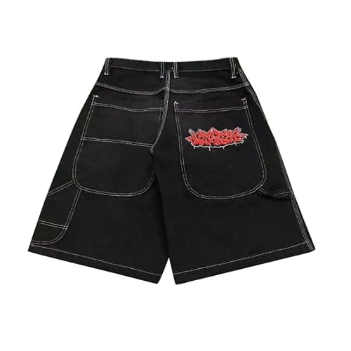 Ethbox Men's Jeans Street Hip-hop Embroidered Shorts Loose Denim Shorts Y2K Jeans - Image 1