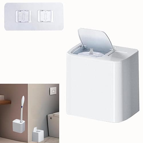 JEXYRON Wall Mounted Holder Fit for Clorox Toilet Wand, Compatible with Clorox Toilet Wand Holder only, Automatic Open and Closing Lid Design, White - Image 1