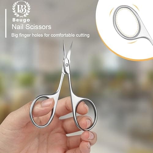 Beugo Nagelhautschere, Hautschere mit Gebogener Schnittfläche, Edelstahl Rostfrei Nagelschere Dritte Generation zum Trimmen von Nagelhaut, Augenbrauen und abgestorbener Haut (Sandstrahlen) thumbnail 6