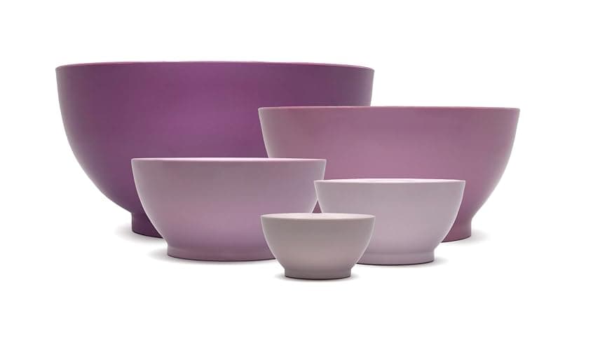 CaliBowl 5-Piece Non-Spill Plastic Mixing Bowl Set, Dusty Plum | Reusable Nesting Kitchen Bowls with Concave Inner Lip and Non-Slip Base - Image 1