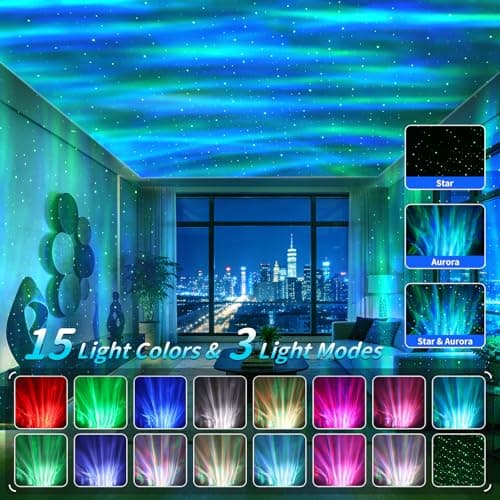 Northern Lights Projector Galaxy Projector,with Bluetooth Speaker and White Noise Star Projector, 4 Aurora Color Combinations Remote Ambient,Galaxy Light for Bedroom and Living Room Night Light thumbnail 2