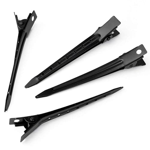 24 Packs Duck Bill Clips, Bantoye 2.75 Inches Rustproof Metal Alligator Curl Clips with Holes for Hair Styling, Hair Coloring, Black thumbnail 5