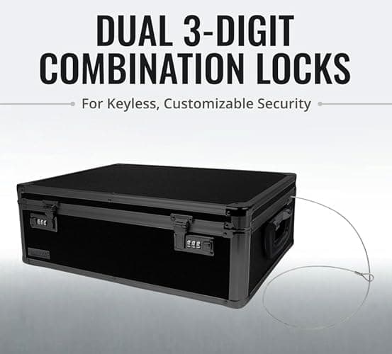 Vaultz Storage Lock Box - 6.5 x 19.25 x 13.5 Inch Lockable Dorm Storage Trunk with Combination Lock - Briefcase, Medicine Box, Lock Boxes for Personal Items, Cash, Laptop - Black on Black thumbnail 5