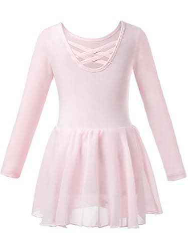 Ballettkleidung Mädchen Baumwolle Ballettkleid Balletttrikot Kurzarm Tanzkleid Tanzbody mit Chiffon Rock Tütü thumbnail 4