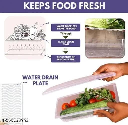 (Pack of 6) Fridge Storage Boxes Fridge Organizer with Removable Drain Plate and Lid Stackable Fridge Storage Containers Plastic Freezer Storage Containers for Fish, Meat AP_02 thumbnail 4