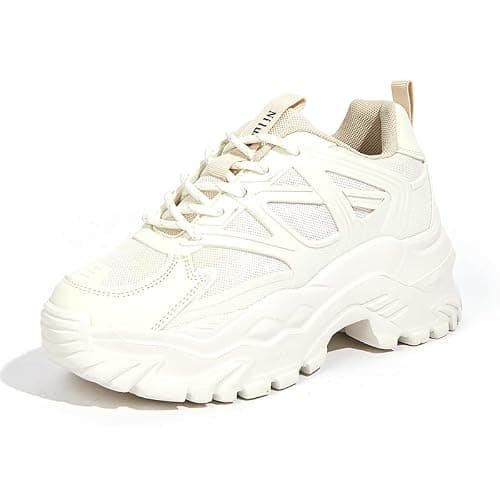 Niluber Chunky Sneakers for Women Platform Sneakers for Women Comfortable Casual Tennis Shoes Lace Up Fashion Walking Shoes - Image 1