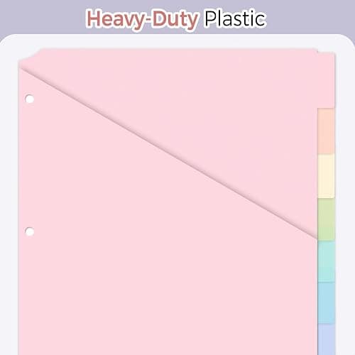 SKYDUE Pastel Binder Dividers with Pockets – 8-Tab Durable Plastic Dividers for 3-Ring Binder, Single Pocket File Organizers with Matching Label Stickers thumbnail 8