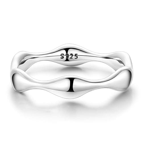 Hapour 925 Sterling Silver Ring for Women, Simple Statement Eternity Rings Modern Geometric Everyday Unique Wedding Band Stackable Rings 6-9 thumbnail 5