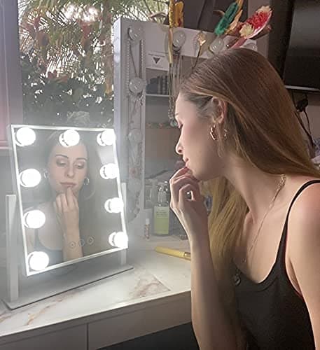 NUSVAN Vanity Mirror with Lights, Makeup Mirror with Lights,3 Color Lighting Modes Detachable 10X Magnification Mirror Touch Control,360°Rotation, White. thumbnail 7