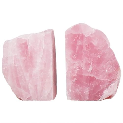 MOGEMT Rose Quartz Bookends Pink Crystal Decorative Book Ends Office Home Decor Small 1 Pair 2-3 Lbs thumbnail 4