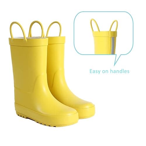  Kids Rain Boots - Toddler Waterproof Rubber Kids Rain Boots for Girls and Boys with Fun Patterns and Easy-On Handles - 7 Toddler - Yellow thumbnail 5