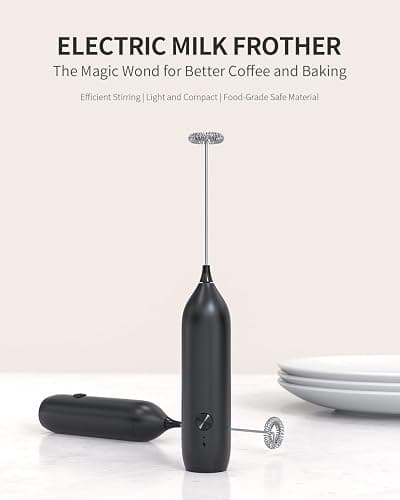 CIRCLE JOY Rechargeable Milk Frother Handheld, Coffee Frother Wand Drink Mixer with Stainless Steel Whisk for Coffee, Cappuccino, Lattes, Frappe, Matcha and Hot Chocolate, Black thumbnail 7