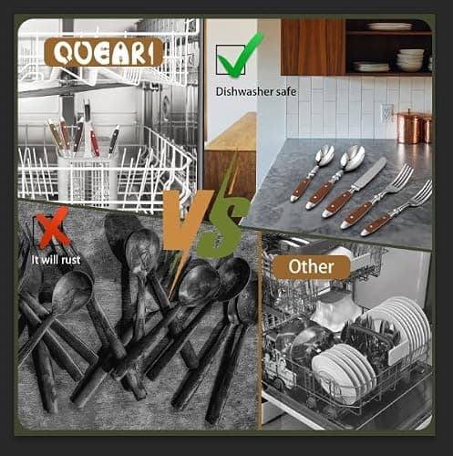 QUEARI Retro 20-Piece Silverware Set, Stainless Steel Cutlery Set, Vintage Flatware Set with Black Bakelite Handle, Dishwasher Safe| Service for 4 thumbnail 6