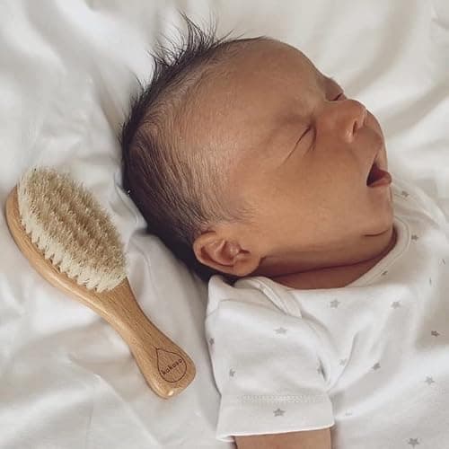 Kokoso Baby - Wooden Brush, Natural Baby Hair Brush - Made with 100% Natural Boar Bristle, for Babies & Toddlers - Gentle on Delicate Hair - Comes with a Jute Bag, Plastic Free thumbnail 5