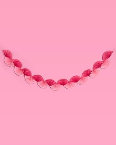 xo, Fetti Pink Paper Fan Garland - 6 Ft. | 3D Bachelorette Party Decorations, Birthday Party Supplies, Pink Preppy HBD, Baby Shower thumbnail 3