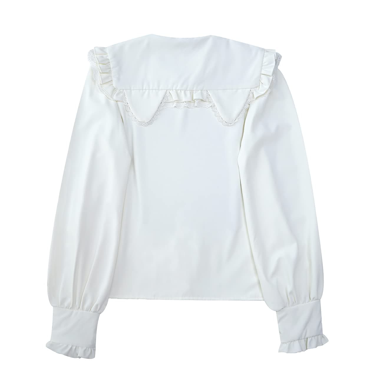 Women Lolita Long Sleeve Shirt Cute Cat Ears Sailor Collar Casual Shirts Teen Girls Sweet Ruffle Button Down Blouse Tops thumbnail 2