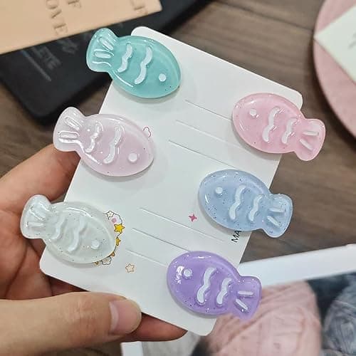 5 Pairs(10 Pcs) Super Cute Lovely Summer Cool Realistic Mini Ice Transparent Fish Hairpin Hair Clips Hair Decoration Women Girls Salon Hairstyle Hairdressing Grip -Fish thumbnail 2