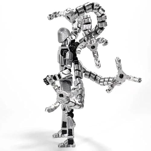T13 3D Action Figure Set (Assembly Completed) 2 Pcs, 3D Printed Multi-Jointed, Titan 13 Action Figures, Multi-Articular Lucky Mobile Robot Nova,Desktop Decorations for Game Lovers Toys (Sliver Gold) thumbnail 8