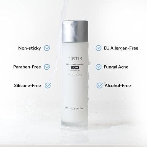 TIRTIR Milk Skin Rice Toner Light | Instant Hydration with 4% Niacinamide, Pantenol, Lightweight, Pore-tightening, Vegan, Acne-prone, Oily skin, Fungal Acne Safe, Korean skin care, 5.07 Fl Oz thumbnail 5