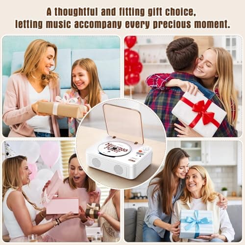 CTDZLED Portable CD Player with Bluetooth, 2600mAh Battery, USB & AUX, Dual 3W Speakers, Remote Control – for Seniors, Nostalgia Gift, Home Party (White) thumbnail 7