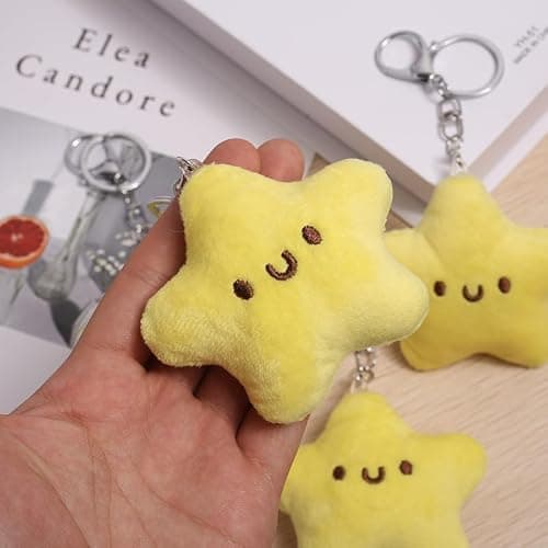1Pcs Yellow Plush Star Keychain Backpack Accessories Doll Pendant Heart Healing in Addition to Serving as a Keychain Women's Keyrings and Keychains thumbnail 5