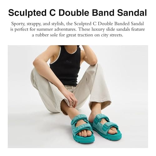 COACH womens Sculpted C Leather Double Band Sandals thumbnail 2