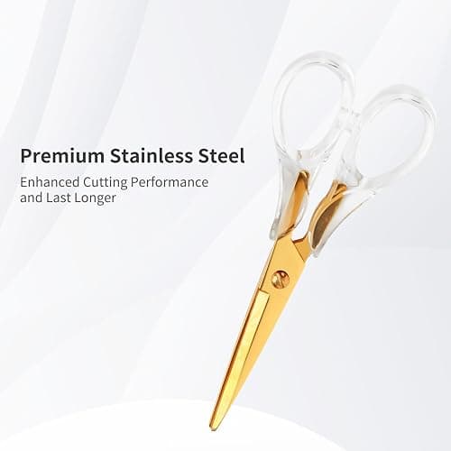 Aesthetic Clear Acrylic Scissors, 6.3" Craft Shears with Gold Sharp Stainless Steel Blades for Home Office & School, Cute Stationery Tools for Bullet Journaling, Scrapbooking & Gift Wrapping thumbnail 5