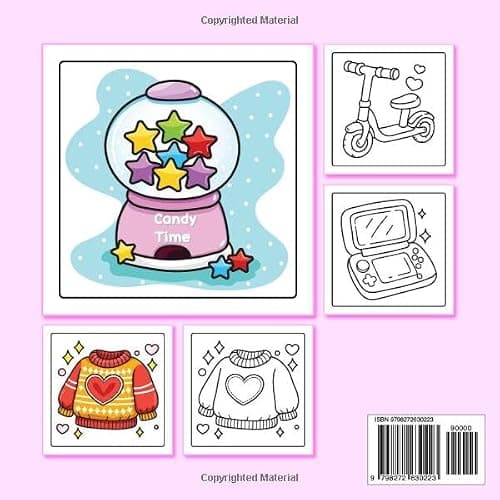 Cute & Groovy: Coloring Book for Adults and Kids: Large, Bold, and Easy Designs of Lovely Objects thumbnail 2