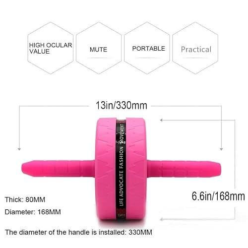 BiJun Ab Roller Wheel for Abs Workout - Complete Home Gym Set with AB Wheel Roller, Knee Mat, and Jump Rope (Pink) thumbnail 2