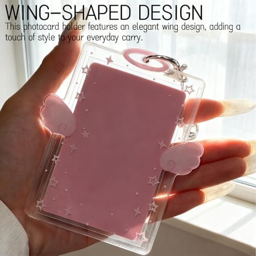2-Piece Wing-Shaped Photocard Holder | Clear Acrylic ID Badge Display with Keychain Pendant Design | Versatile for Student, Credit, and Bus Cards | Ideal Gift for Fans thumbnail 4