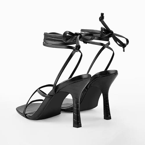 LISHAN Women's Stiletto High Heels Strappy Lace Up Sandals thumbnail 6