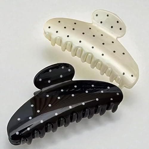 KEMMINTVN Strong Hold Polka Dot Hair Claw Clips Set of 2 for Thick Hair, Non-Slip Daily Styling, Cute All-Season Hair Accessories - Image 1