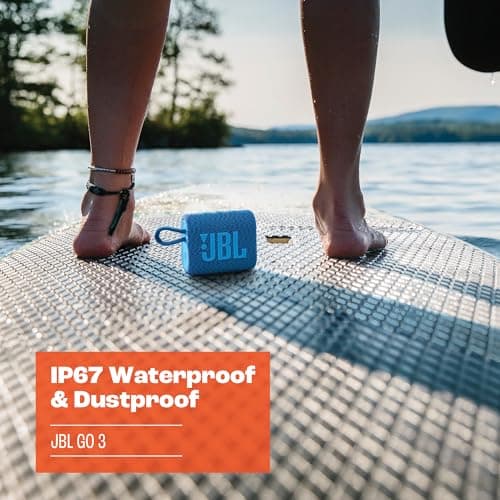 JBL Go 3 Eco - Portable Mini Bluetooth Speaker, big audio and punchy bass, IP67 waterproof and dustproof, 5 hours of playtime, Made in part with recycled materials (Eco White) thumbnail 5